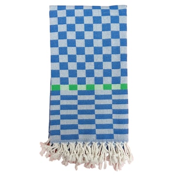 Indigo & Green Checkered Jacquard "Pestemal" Towel