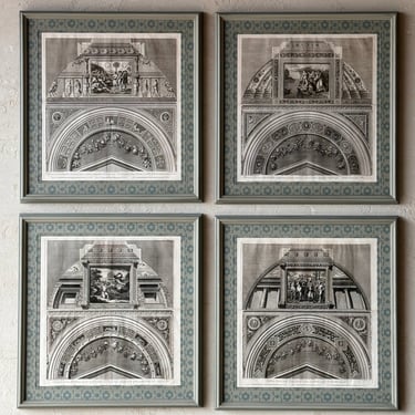 Set of 4 18th C. Giovanni Ottovani Etchings of the Loggie di Raffaelo in Gusto Painted Frame and Mat II