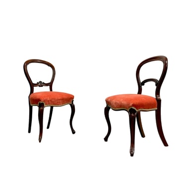 Pair of Antique VICTORIAN Balloon SIDE CHAIRS, c. 1870’s 
