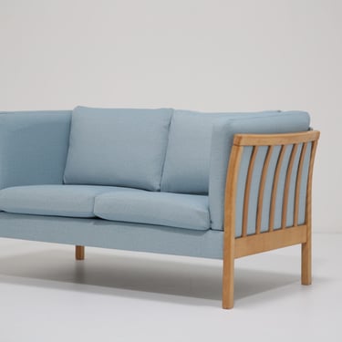 Vintage Danish Oak Framed Upholstered Sofa, Stouby, 1970s.