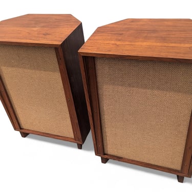 Modern Jensen Walnut Framed Cabinet Speakers 