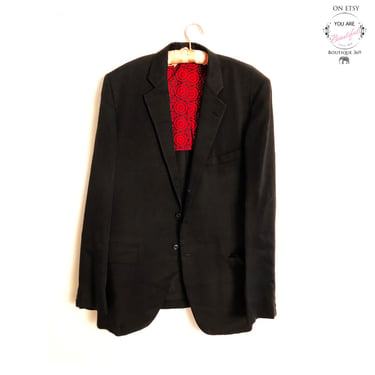 Vintage MENS Black & Red Suit Jacket Blazer 1960's - 1970, Size LARGE 45