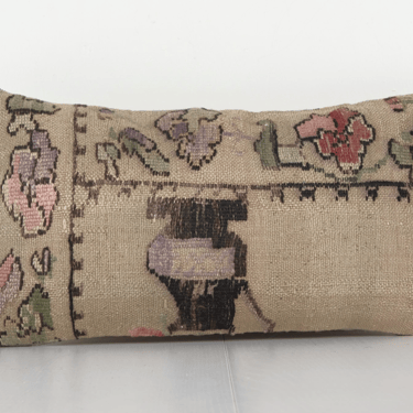 Needlepoint Tapestry Aubusson Woven Small Kilim Pillow Cover | 14 x 20