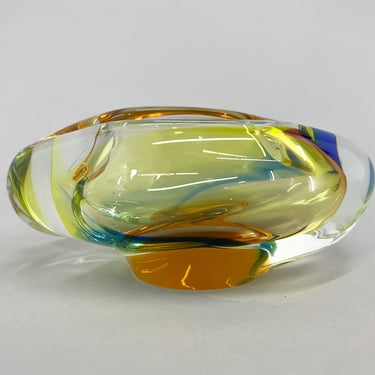 1960's Bohemian Art Glass Ashtray of Novy Bor Glassworks / Vintage Ashtray / Collectible Glass 