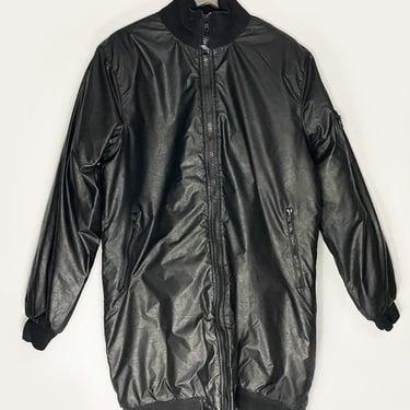 Black Leather Look Puffer Jacket