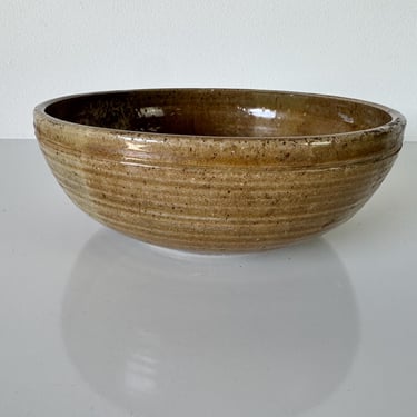 Vintage Organic Speckled Glazed Pottery Bowl - Signed “Good Earth” 