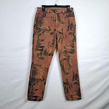 Vintage 90s High Rise Palm Print Jeans, Size 30 Waist 