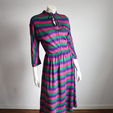 1970s/1980s Knit Striped Dress - M 