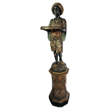 19th Century Venetian Blackamoor Statue with Pedestal