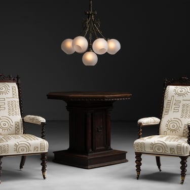 Armchairs by Miles & Edwards in Pierre Frey Embroidered Linen