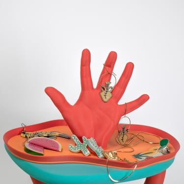 The Hand Tray - Catchall For Jewelry Trinkets and More - Two-Tone Orange - Summer Colors 