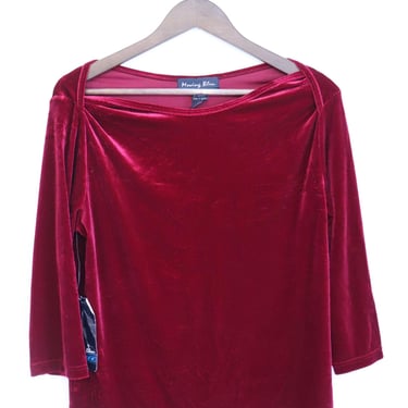 Vintage 1980s Velvet Top Burgundy Made in Korea Size Large New w/ Tag Attached 