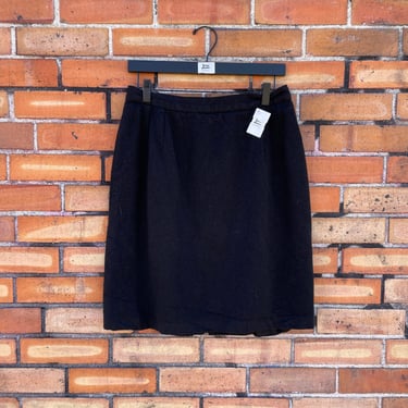 vintage 80s black wool mini skirt / m medium 