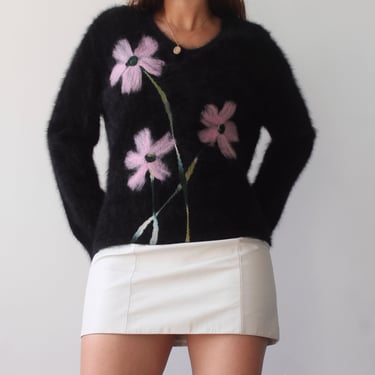 90s Floral Angora Sweater