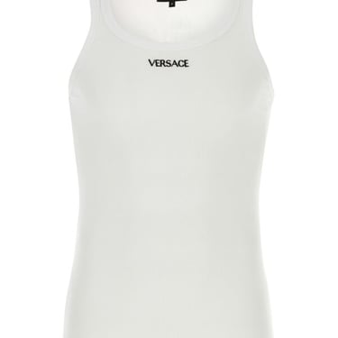 Versace Men White Stretch Cotton Tank Top