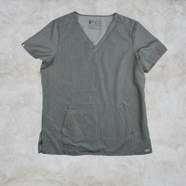 FIGS Technical Collection Scrub Top Size Medium Graphite Front Pouch Pocket EUC 