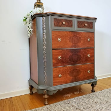 Refinished Ornate Walnut Chest of Drawers ***please read ENTIRE listing prior to purchasing 