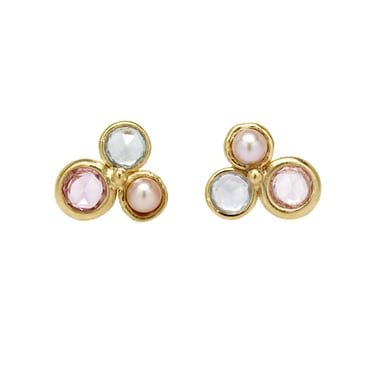 One-of-a-Kind Sapphire & Pearl Cluster Studs