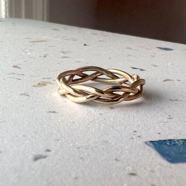 Gold Braided Band 14k Goldfill Twisted Rope Tangled Ring Handmade One of a Kind 