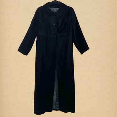 Vintage 70s Black Velvet Long Coat 