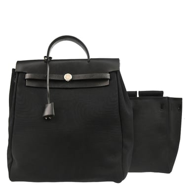 Hermes 2004 Black Toile Officier Herbag a Dos Backpack