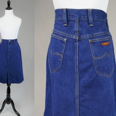 80s Wrangler Jean Skirt - 27" waist - Blue Cotton Denim - Vintage 1980s 