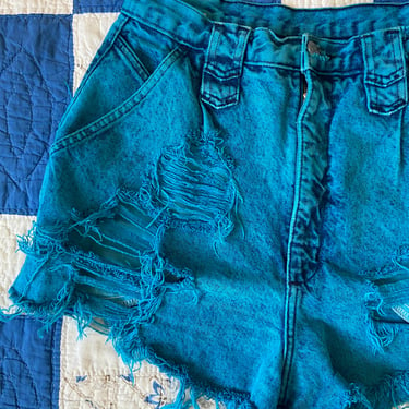Vintage 90s Roper Blue high rise cutoff denim jean shorts 28 waist by TimeBa