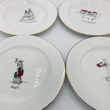 Set Of 4 Merry Masterpieces Dessert Plates American Collection 1st Edition 1999 -8 1/4" 