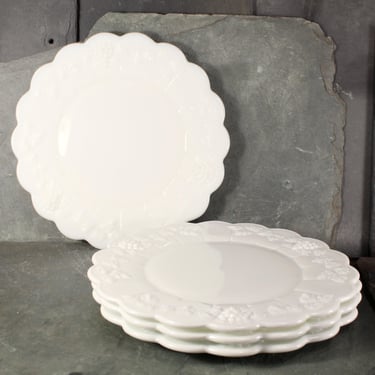 Set of 4 Westmoreland Paneled Grape Milk Glass Dinner Plates | 10.5