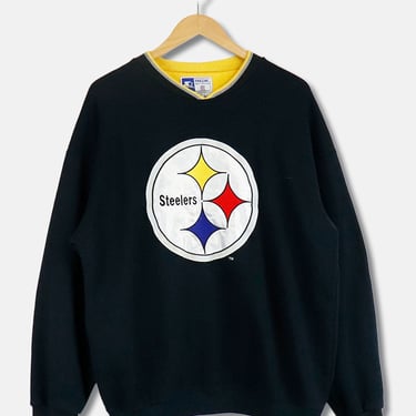 Vintage NFL Steelers Silk Embroidered Patch Crewneck Sweatshirt Sz L