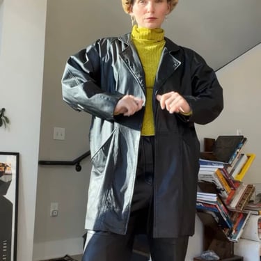 VTG 90s Black Leather Coat 