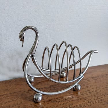 Antique English Sterling Silver Swan Toast Rack 