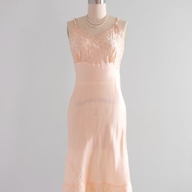 Vintage 1940's Ballet ???? Pink Rayon Satin Heart Slip Dress / XS