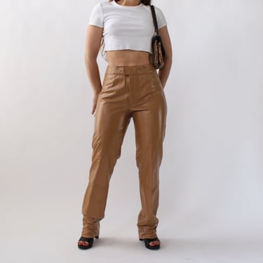 2000s Soft Caramel Leather Pants - W30