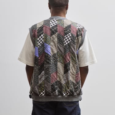 Kapital Unisex 2 Tones Big Vest Yabane Quilt, Charcoal/Black