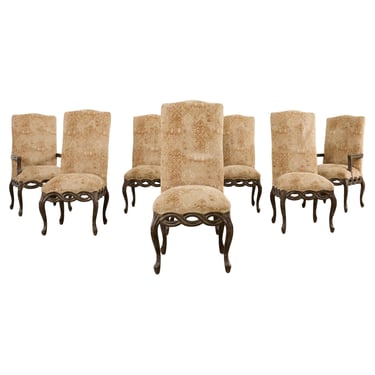 Set of Eight Country French Provincial Style Carved Dining Chairs