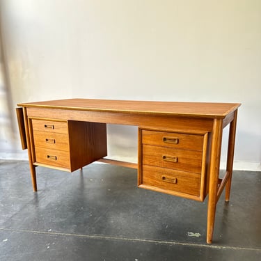 Danish Mid Century Modern Teak Exoskeleton Style Writing Desk 