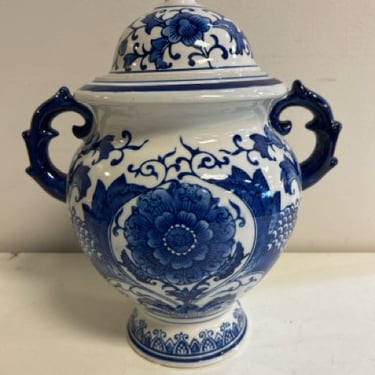 Blue Chinoiserie Ginger Jar with Handles