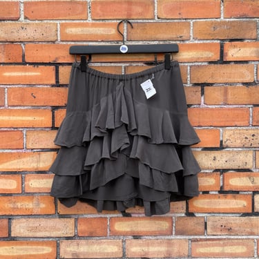 isabel marant dark gray black silk tiered ruffle mini skirt / xs extra small 