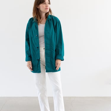 Vintage Emerald Green Chore Jacket | Unisex Cotton Utility Work | Made in Italy | M | IT452 