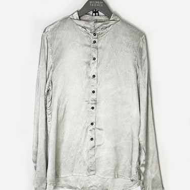 Textured Silk Blend Blouse in LIGHT CHARCOAL Only
