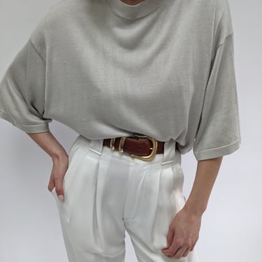 Vintage Taupe Silk Knit T-Shirt