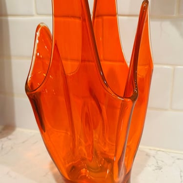 Viking Glass Candle Vase Epic with 4 Fingers Orange Color by LeChalet