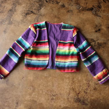 Southwest Cropped Blazer / Vintage Serape Jacket / Women's Large 