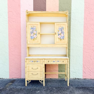 Thomasville Faux Bamboo Desk and Hutch