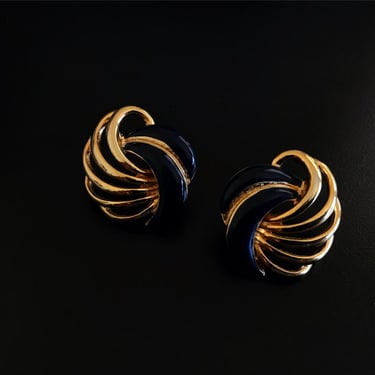 vintage earrings vintage studs golden earrings gold earrings statement earrings blue costume jewelry 