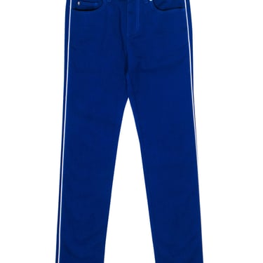 Alexander McQueen - Cobalt Blue Crop Jeans w/ White Side Stripe Sz 2