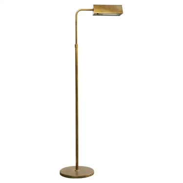 Midcentury Patinated Brass Adjustable Pharmacy Floor Lamp