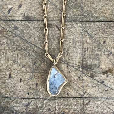 Guardian Pendant - Aquamarine + Brass