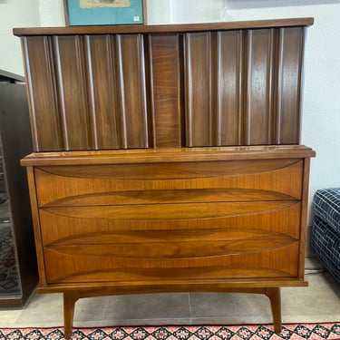 Mid Century Walnut Highboy Dresser by United Furniture Co.